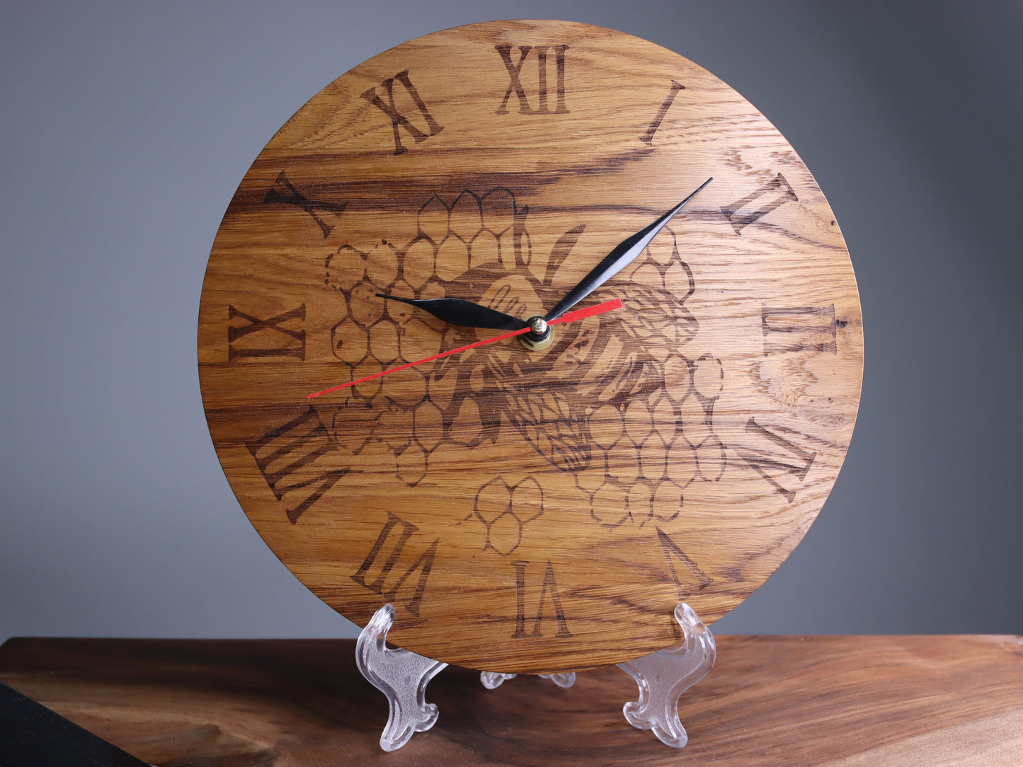 Exclusive wooden clock bee honey honeycomb hive