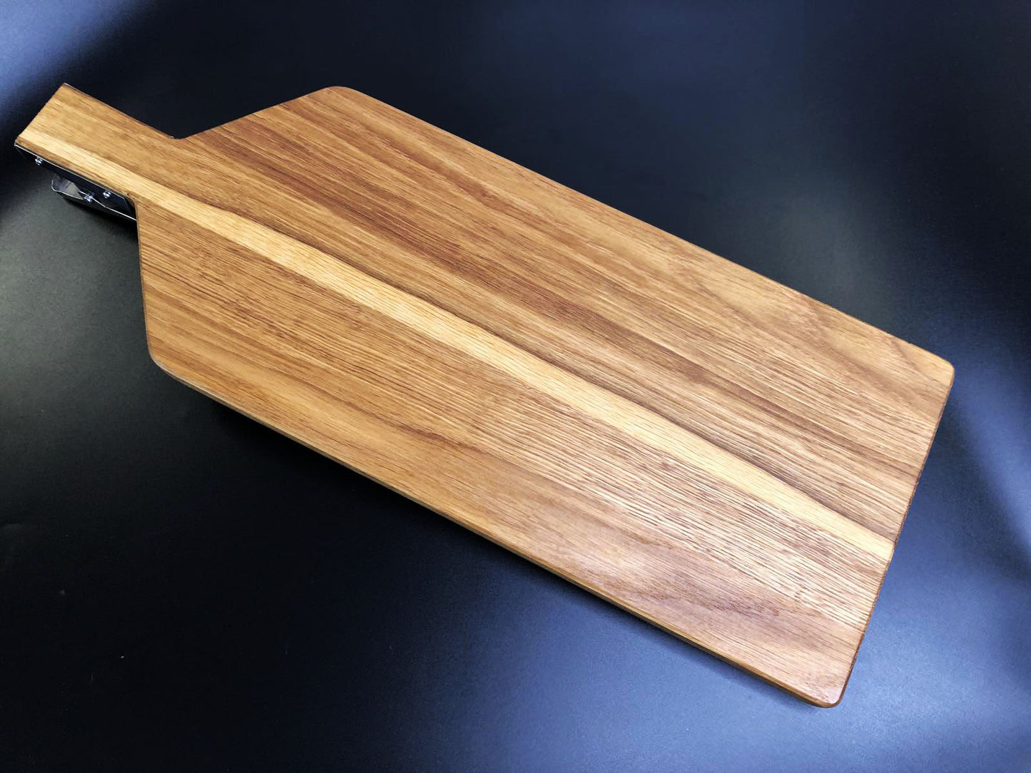 Oak cutting board for fish with clamp