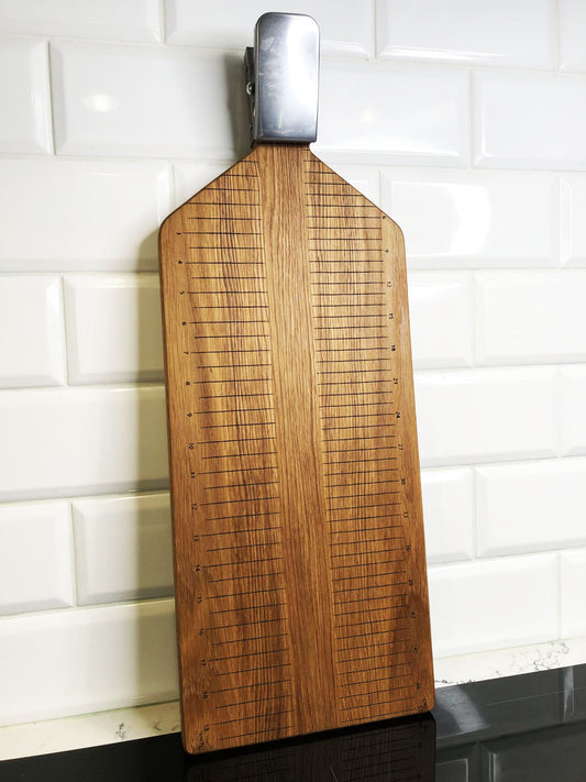 Oak cutting board for fish with clamp