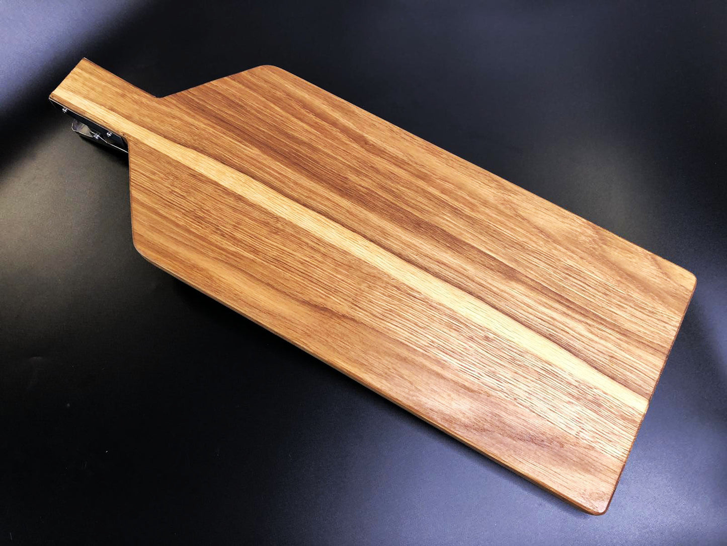 Oak cutting board for fish with clamp