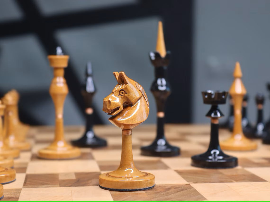 Wooden Reproduction of popular plastic Olympic Soviet chess pieces