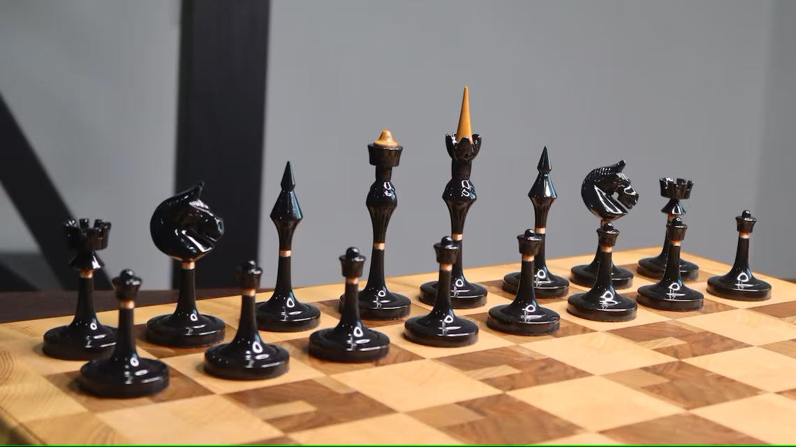 Wooden Reproduction of popular plastic Olympic Soviet chess pieces