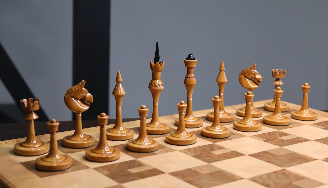 Wooden Reproduction of popular plastic Olympic Soviet chess pieces