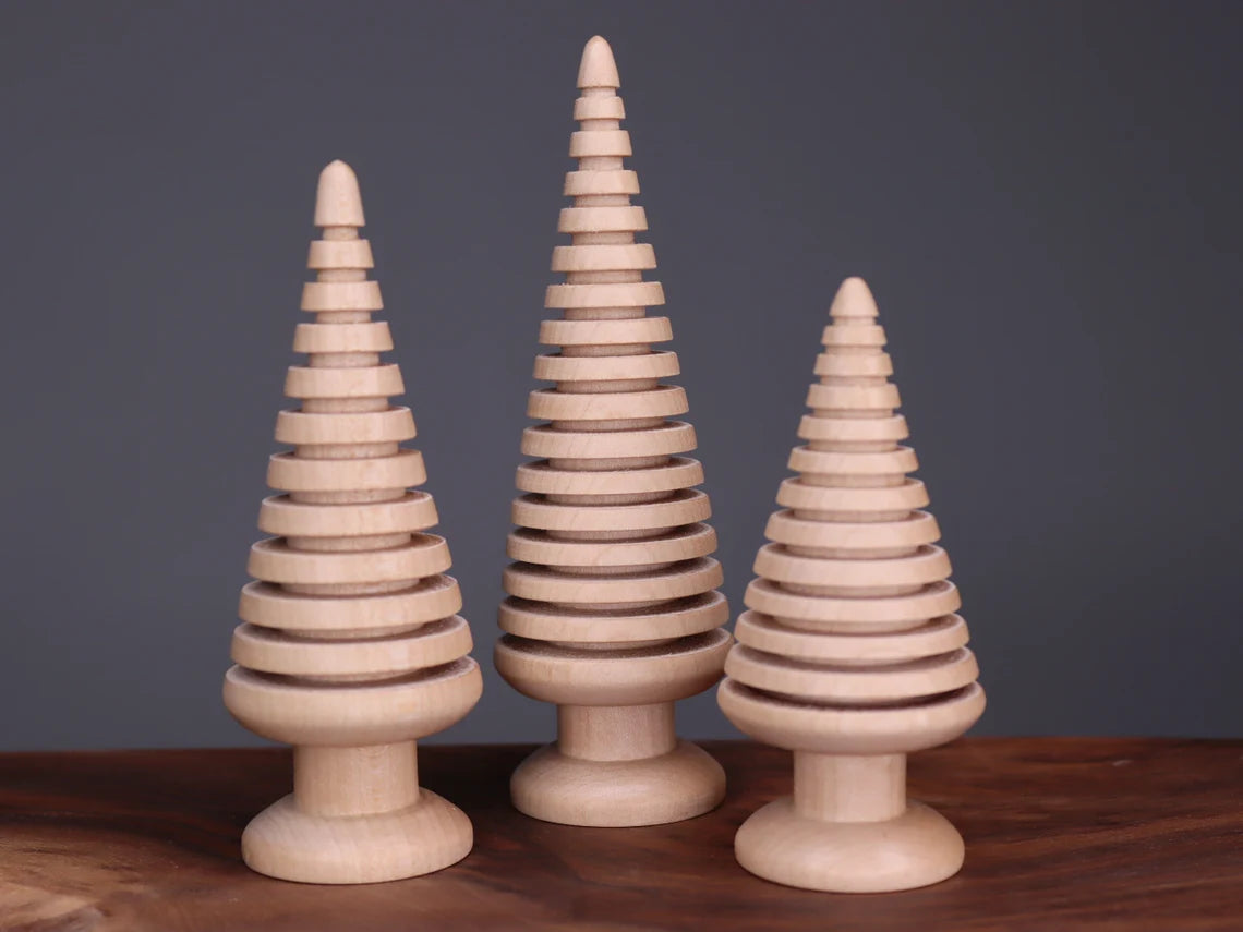 Handmade wooden Christmas trees set