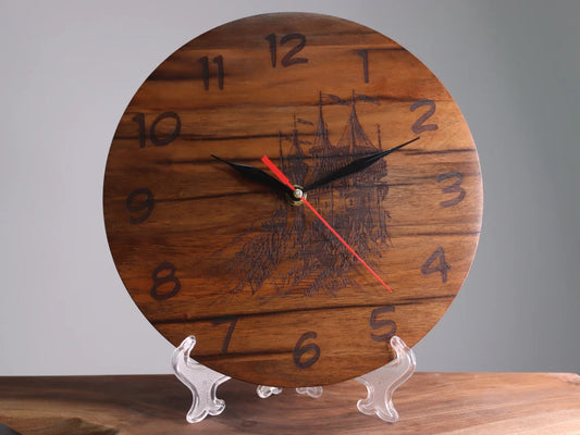 Exclusive wooden clock ancient castle