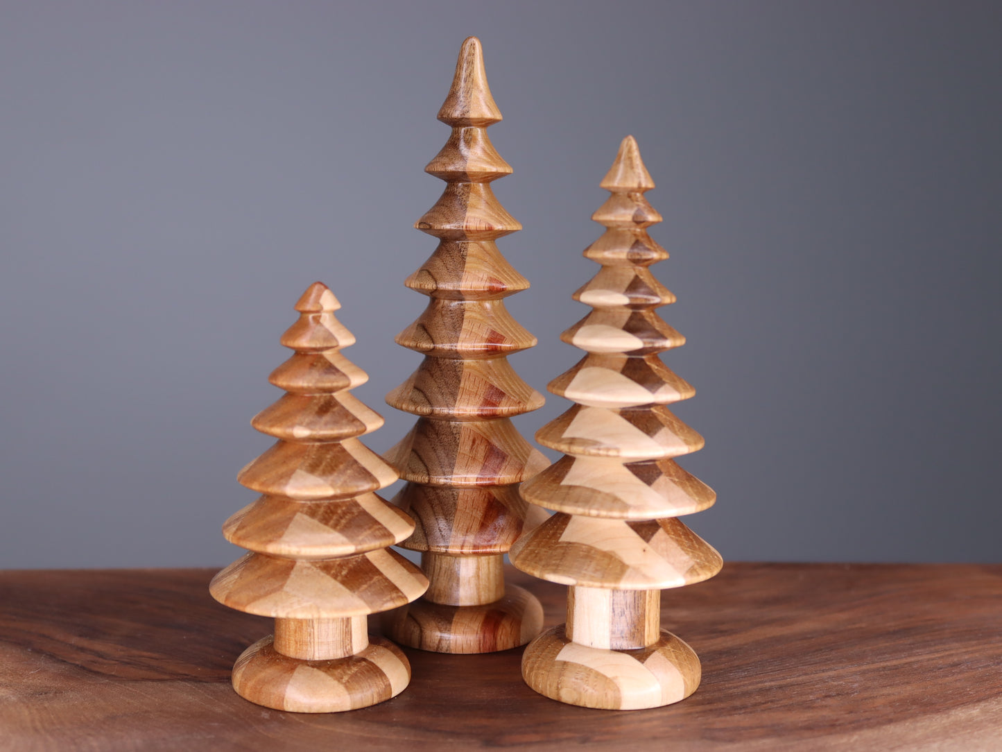 Handmade wooden Christmas trees set