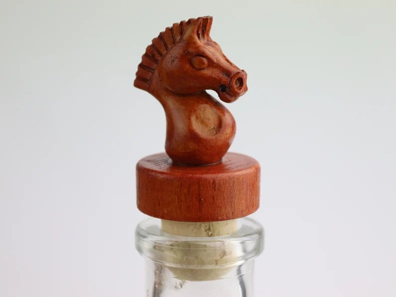 Handmade bottle stopper chess knight