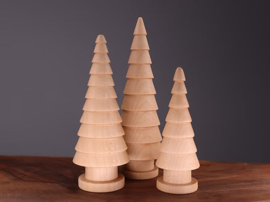 Handmade wooden Christmas trees set