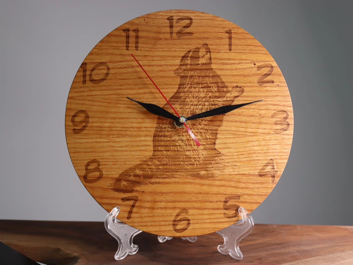 Exclusive wooden clock Raccoon