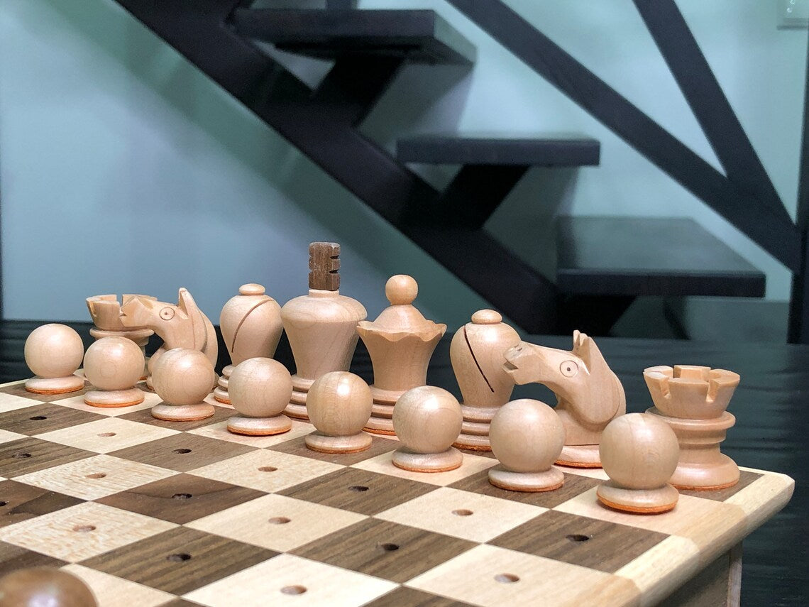 Exclusive mini Tal chess set reproduction – ERWoodLeather.Shop