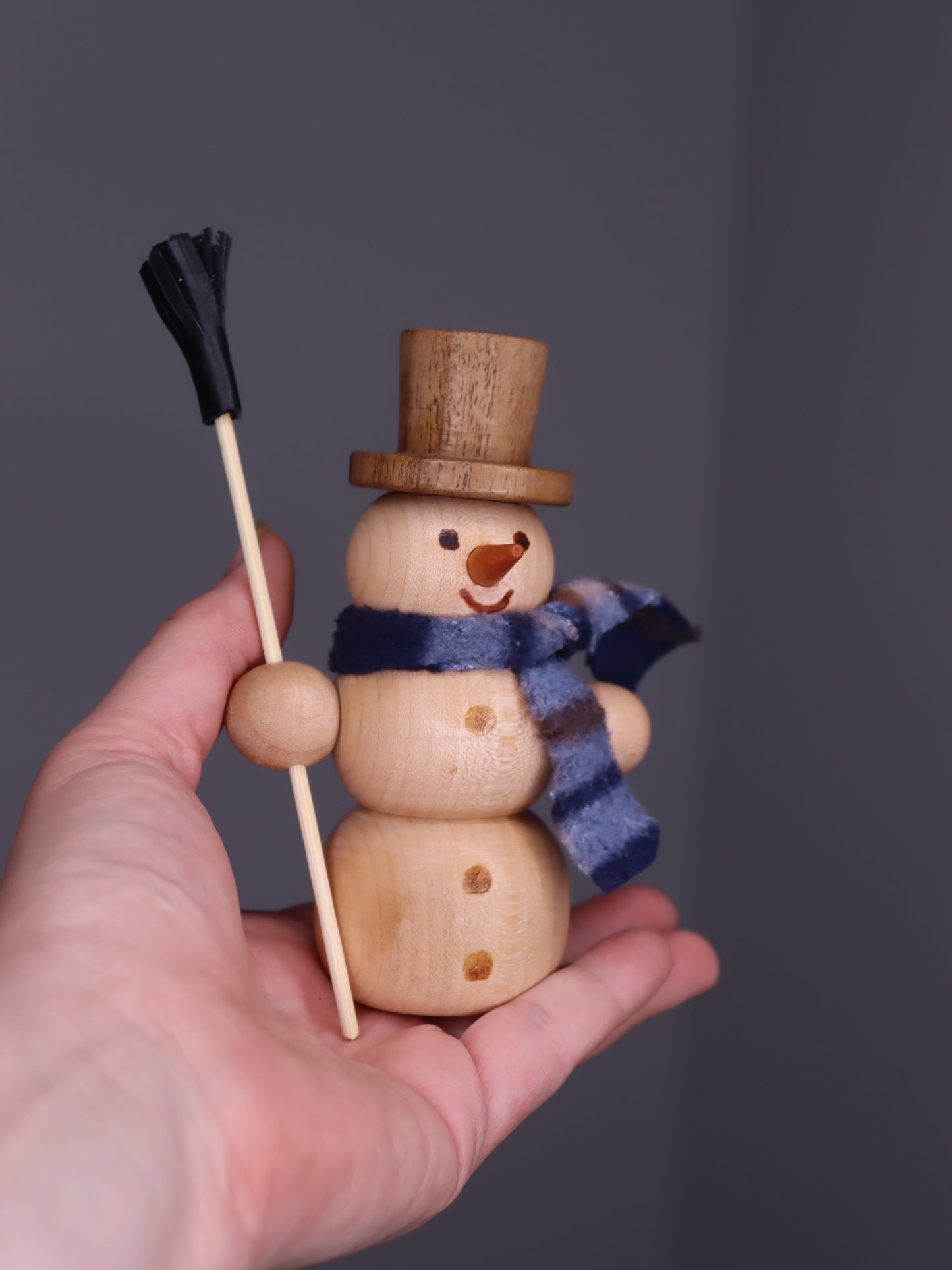 Handmade wooden snowman