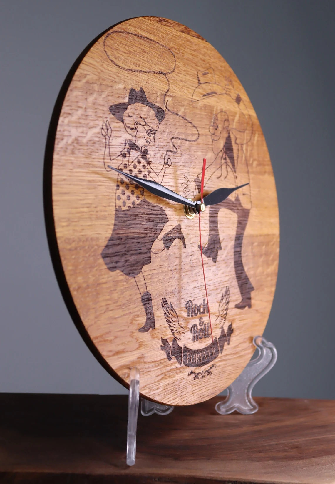 Exclusive wooden clock Rock and Roll