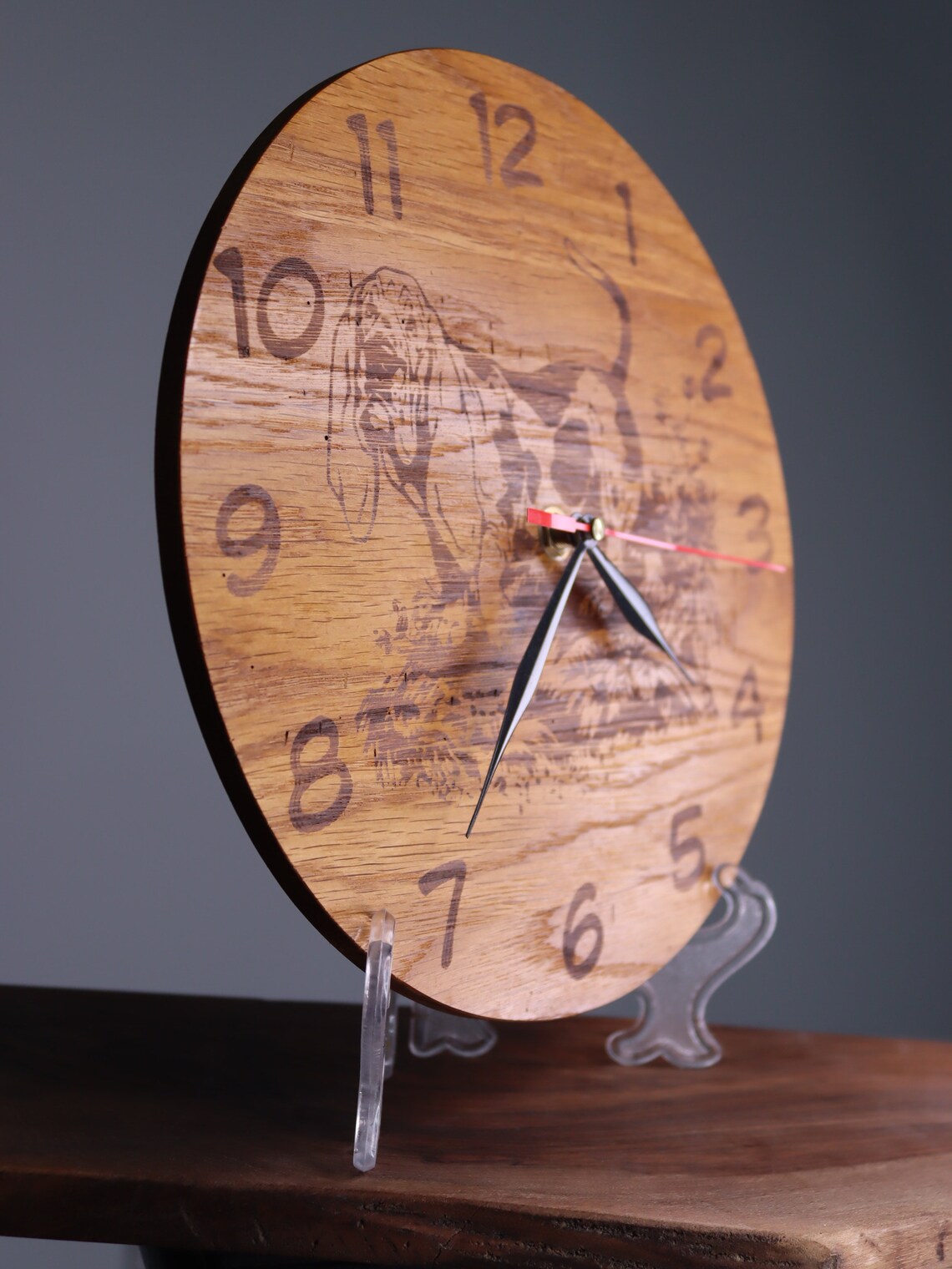 Exclusive wooden clock basset hound