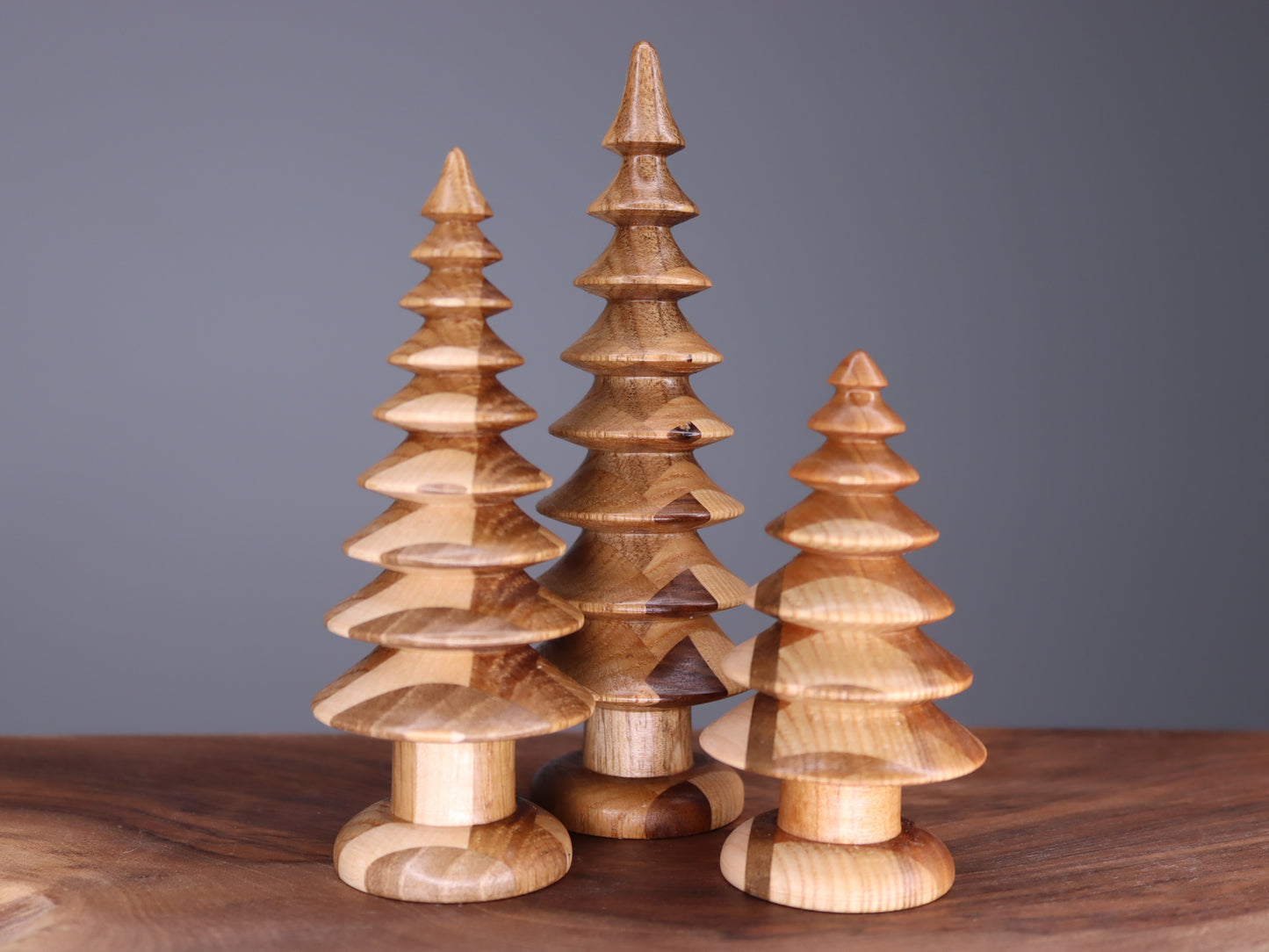 Handmade wooden Christmas trees set