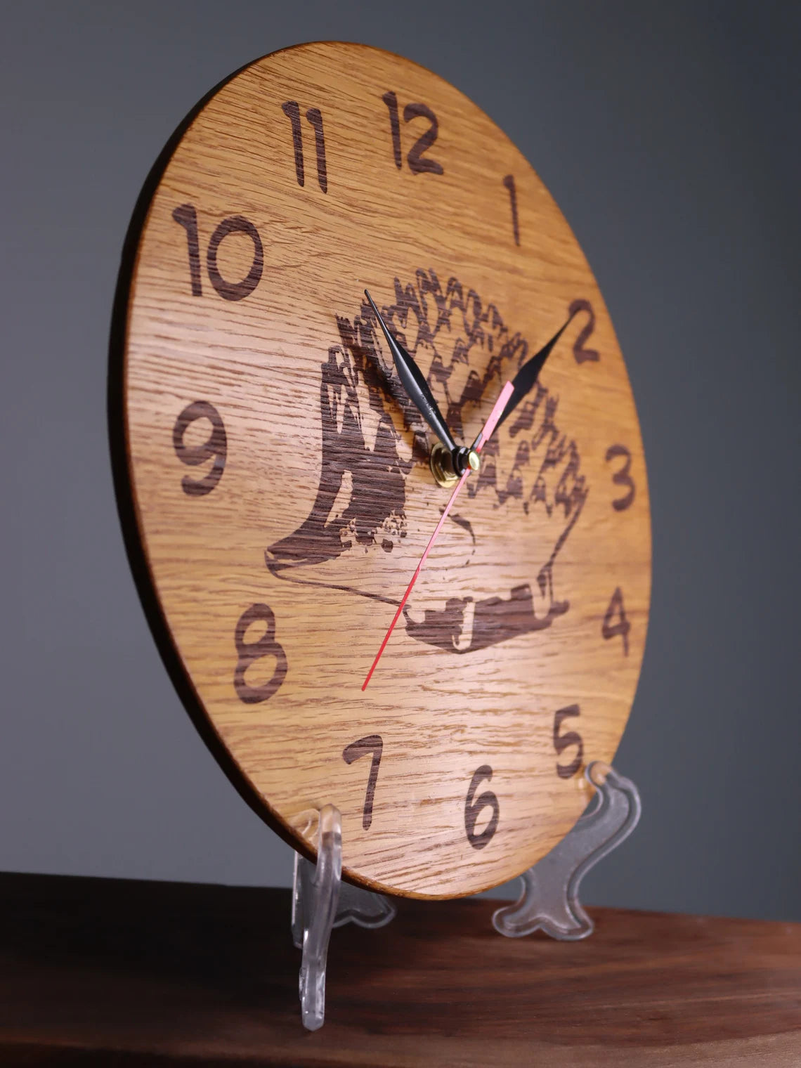 Exclusive wooden clock hedgehog