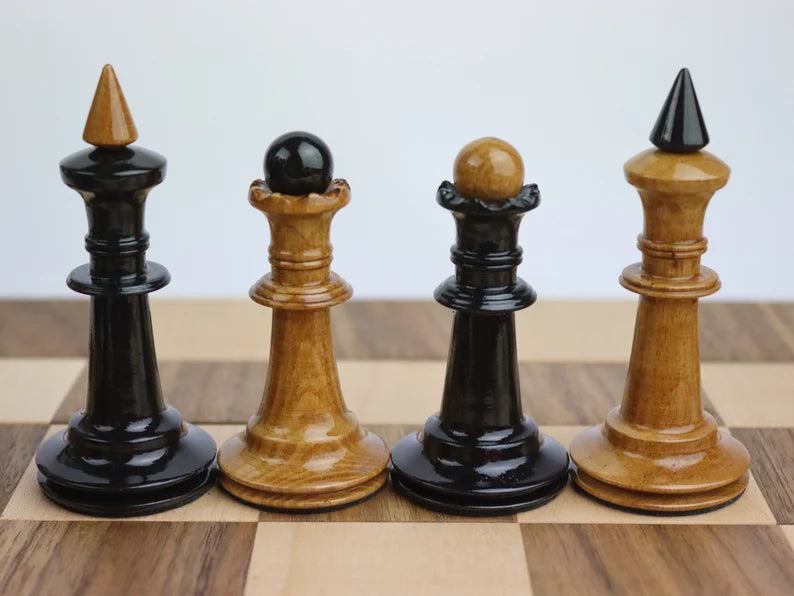 Wooden accurate reproduction of the most popular chess set in USSR "Shkolnik"