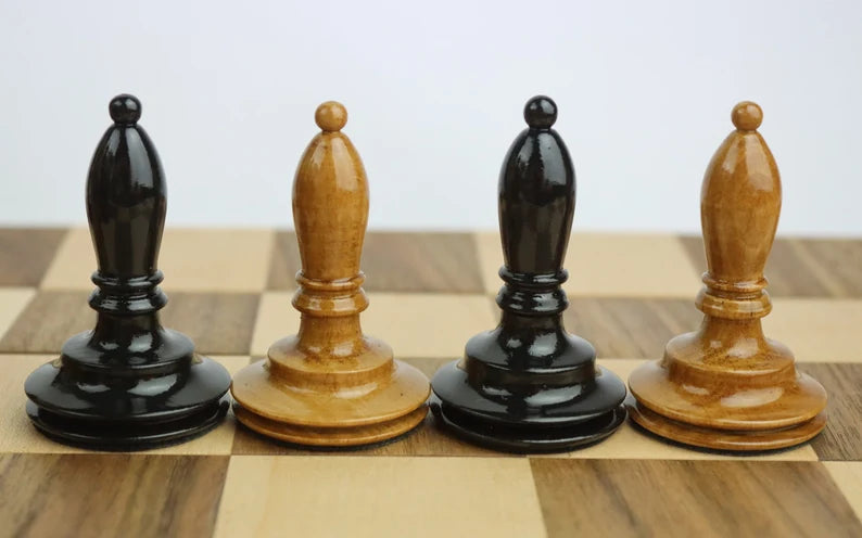 Wooden accurate reproduction of the most popular chess set in USSR "Shkolnik"