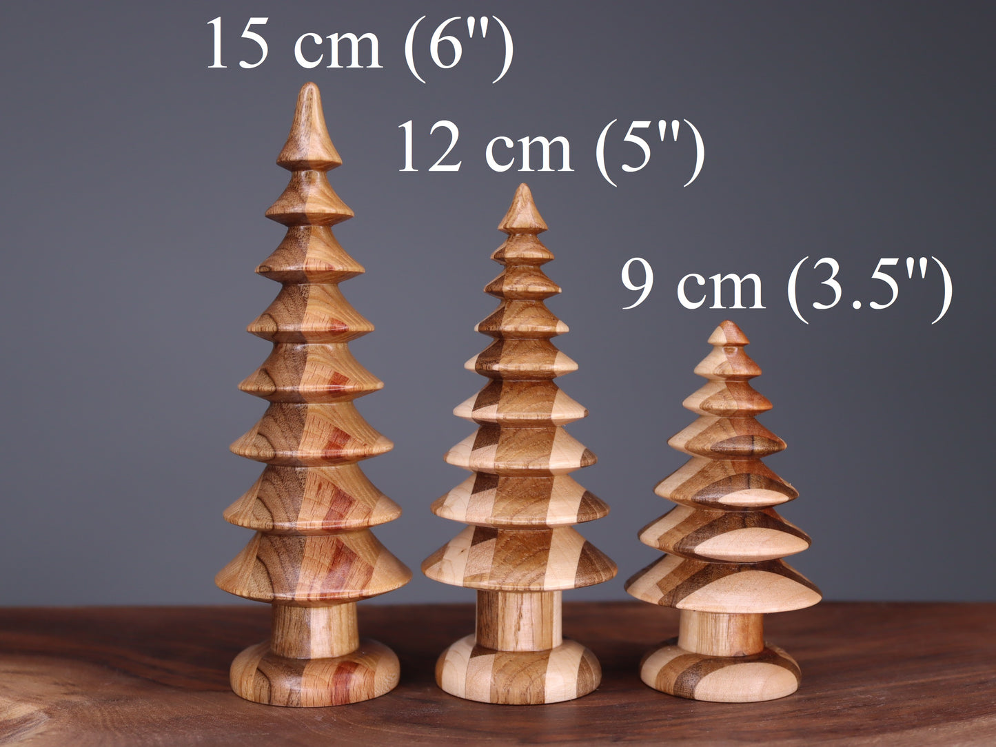 Handmade wooden Christmas trees set