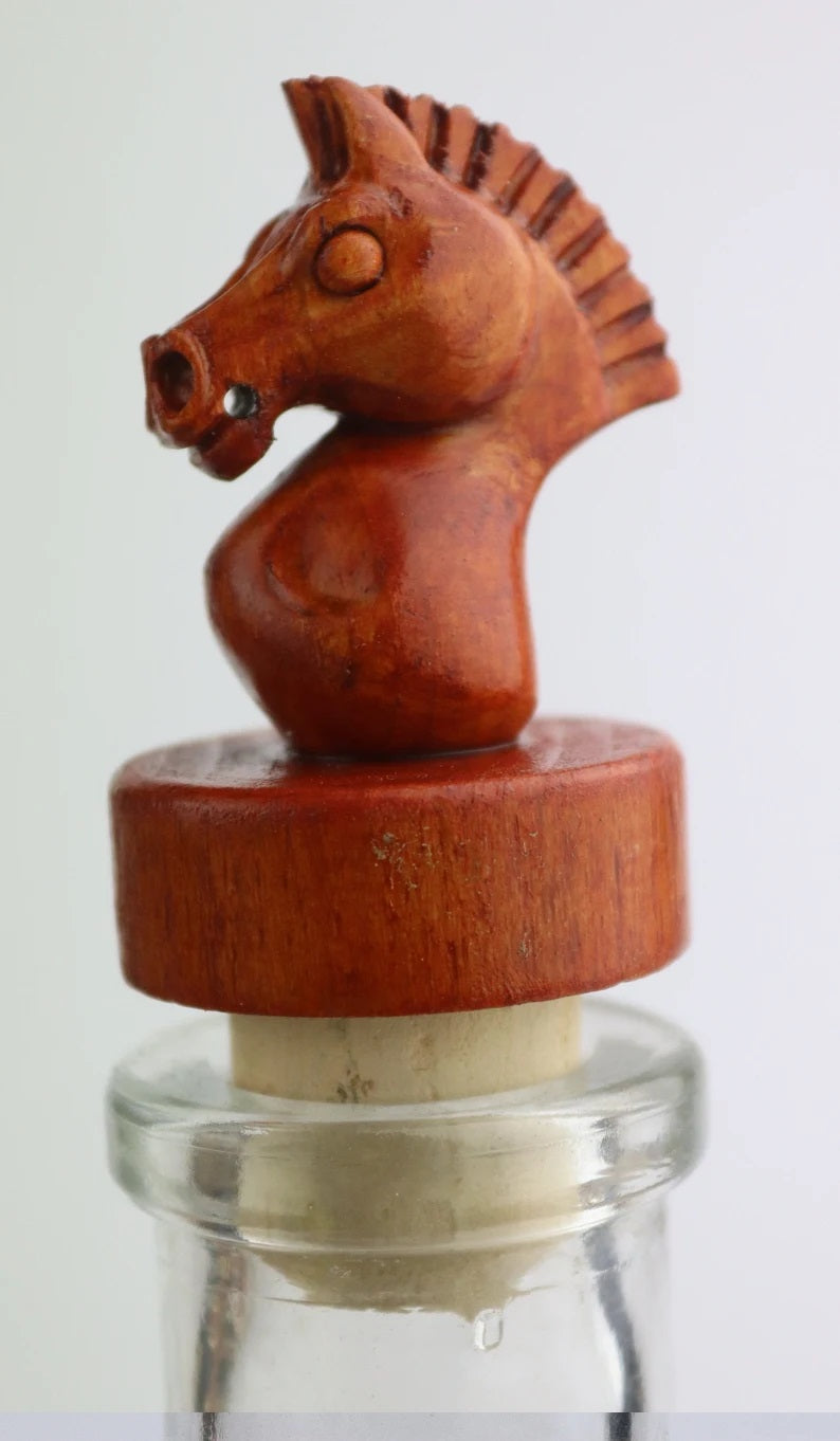 Handmade bottle stopper chess knight