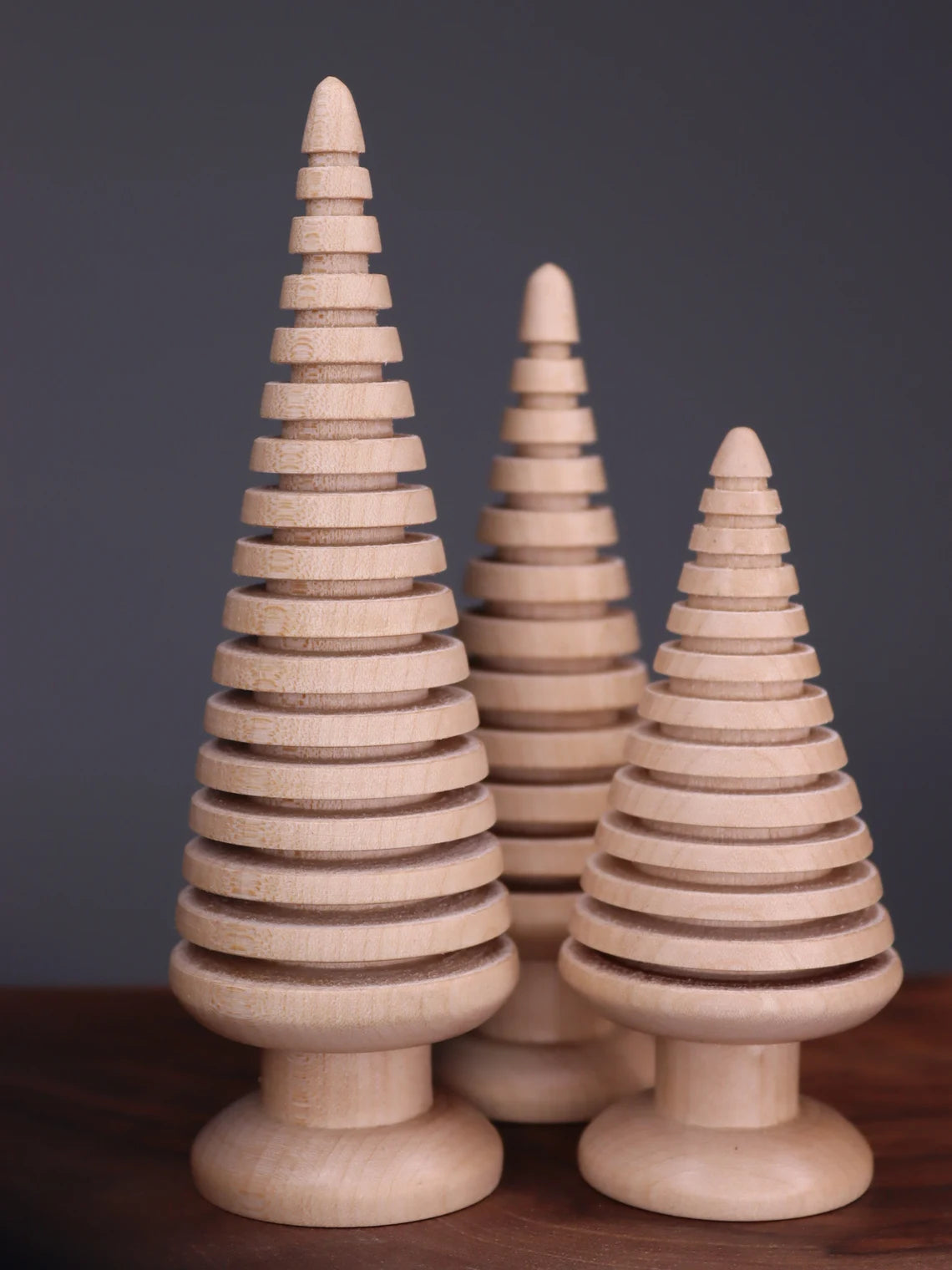 Handmade wooden Christmas trees set