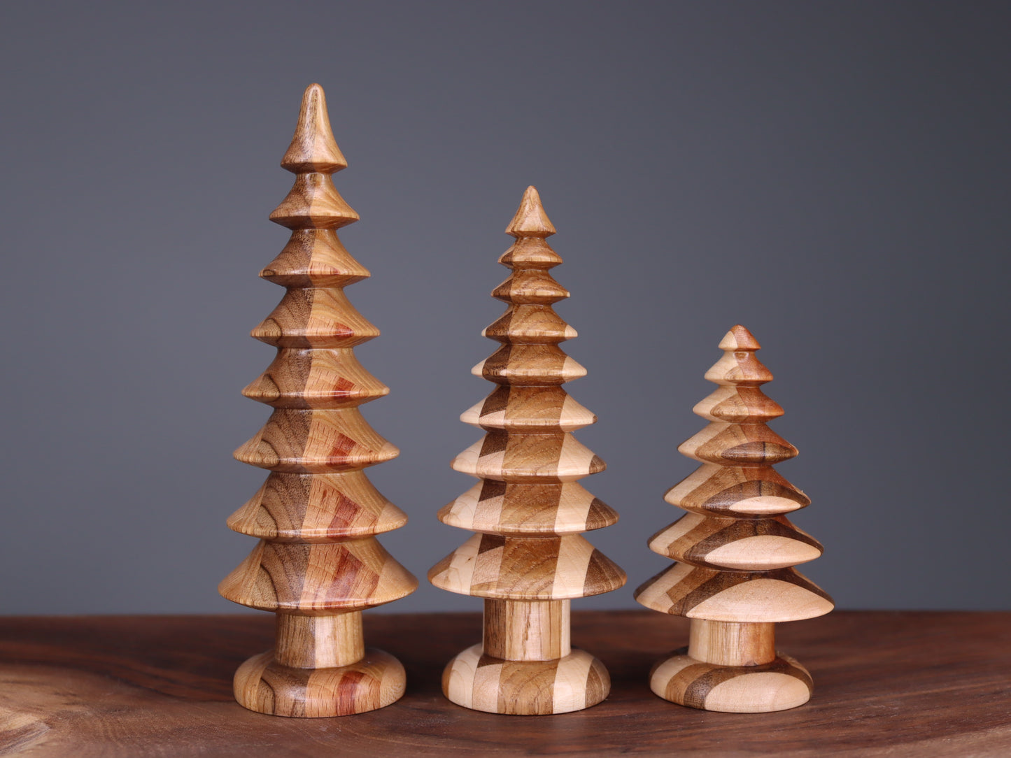 Handmade wooden Christmas trees set