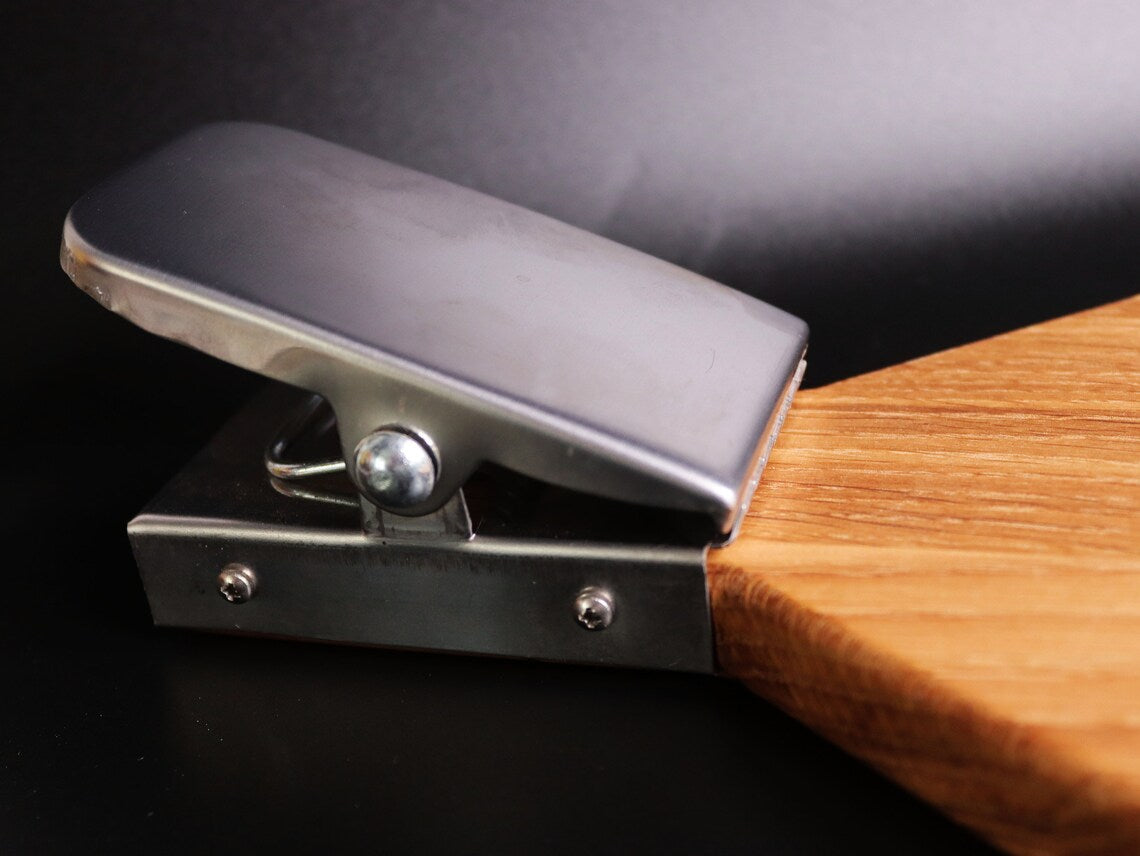 Walnut  cutting board for fish with clamp