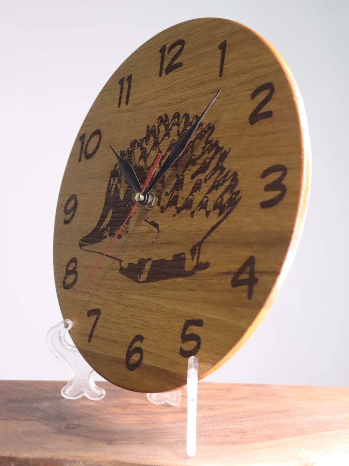 Exclusive wooden clock hedgehog