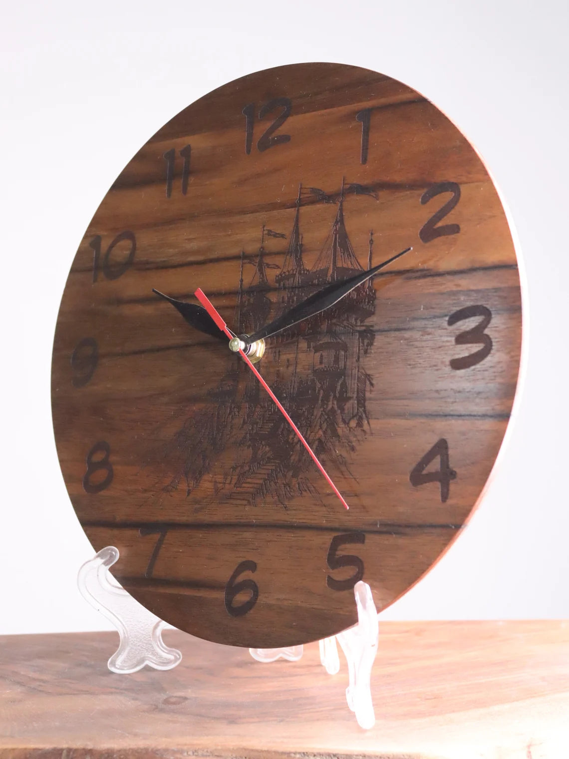 Exclusive wooden clock ancient castle