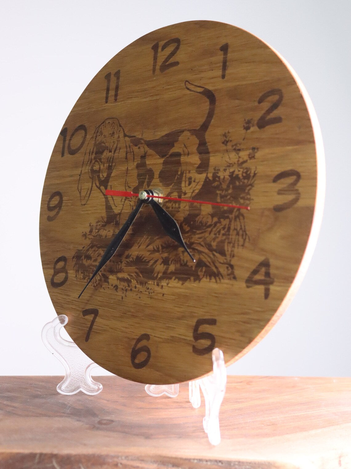 Exclusive wooden clock basset hound