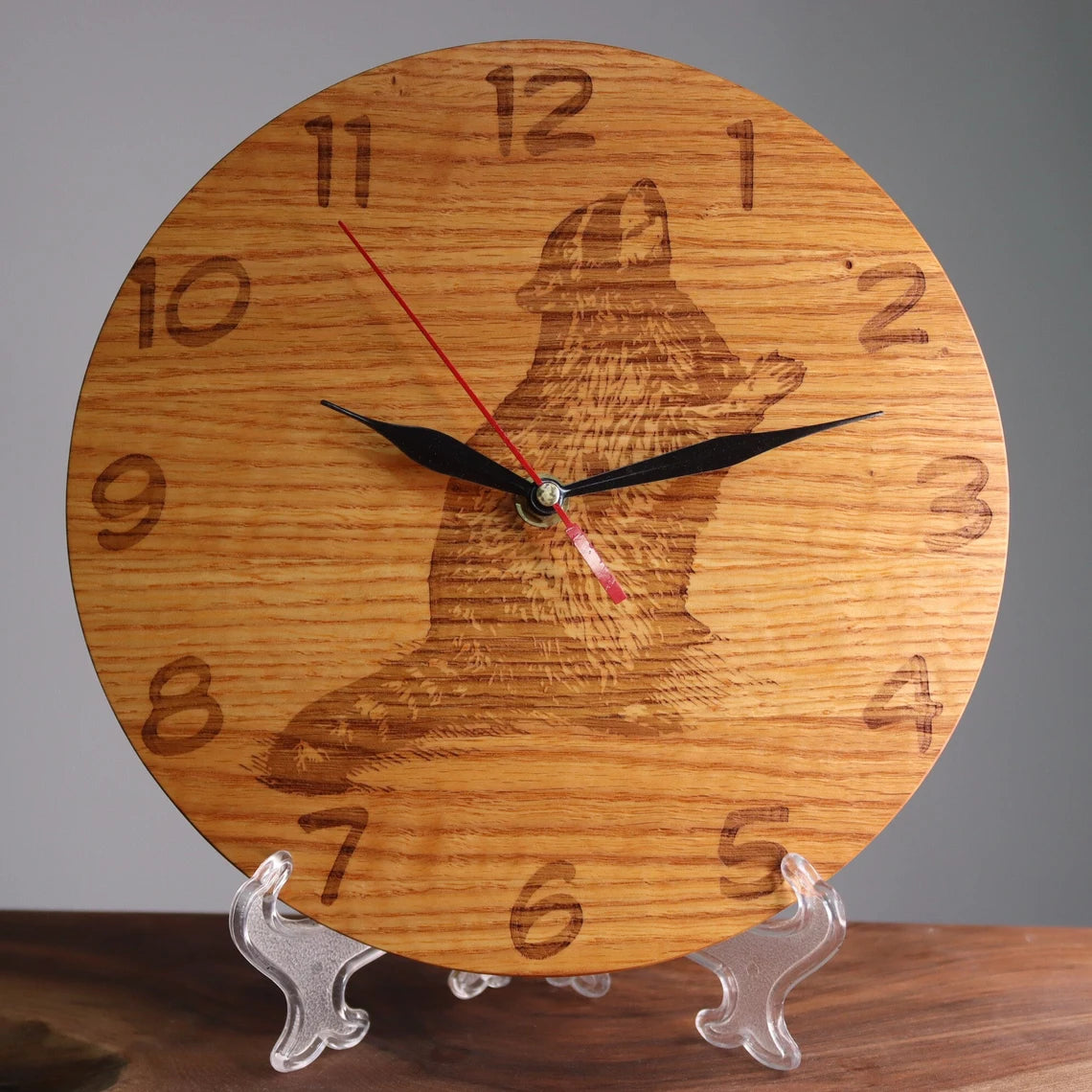 Exclusive wooden clock Raccoon