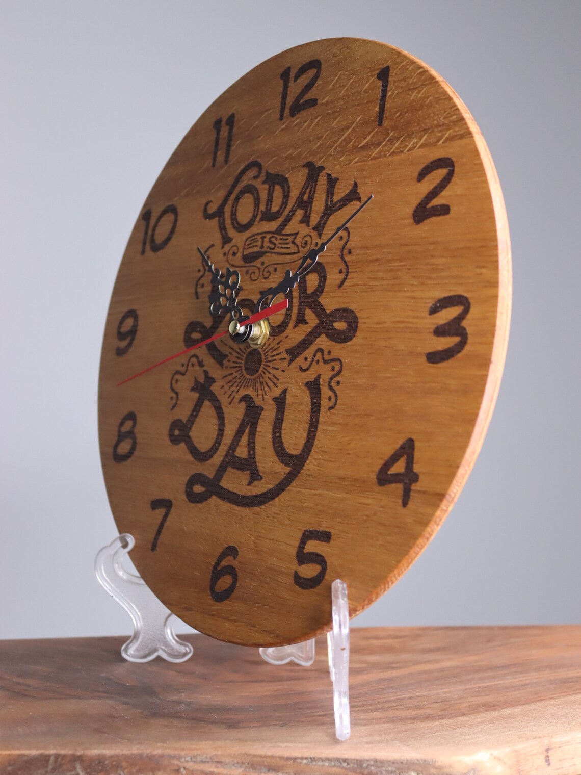 Exclusive wooden clock "Today is your day"