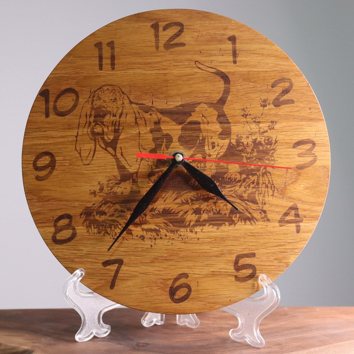 Exclusive wooden clock basset hound