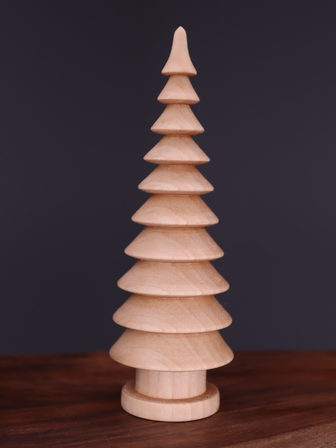 Beautiful five hand turned wooden Christmas trees