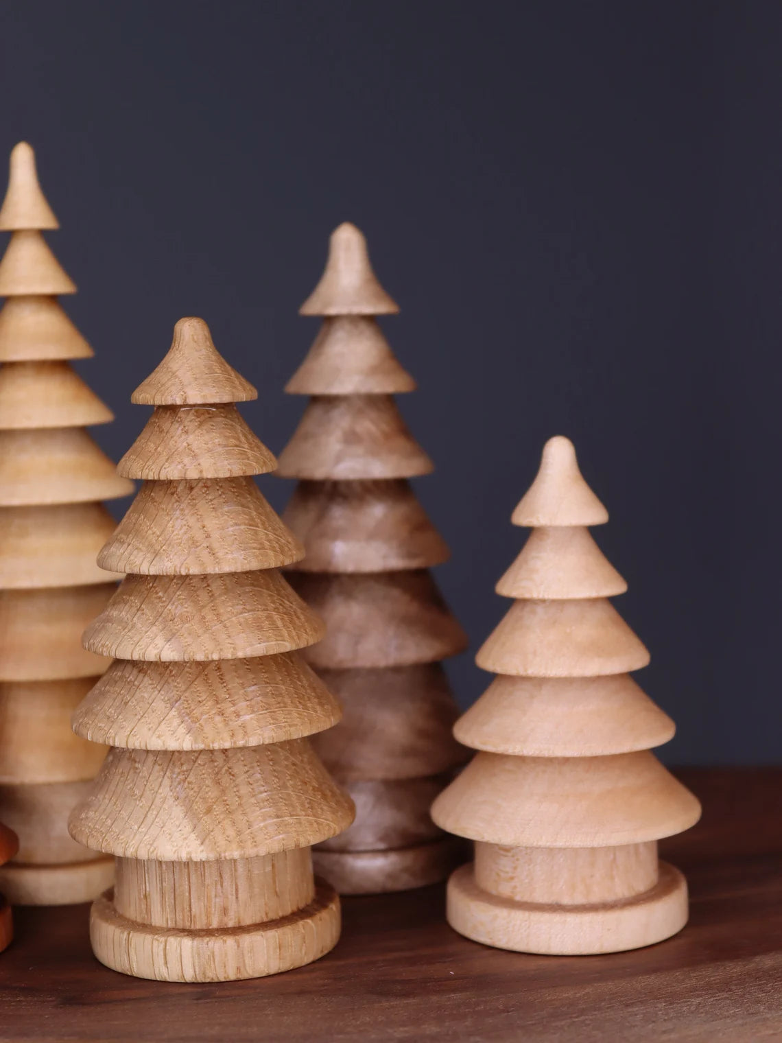 Beautiful five hand turned wooden Christmas trees