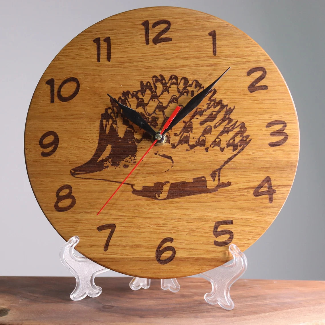 Exclusive wooden clock hedgehog