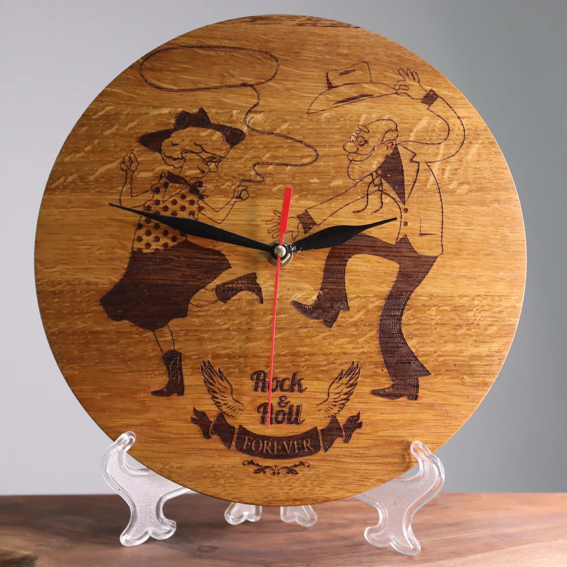 Exclusive wooden clock Rock and Roll