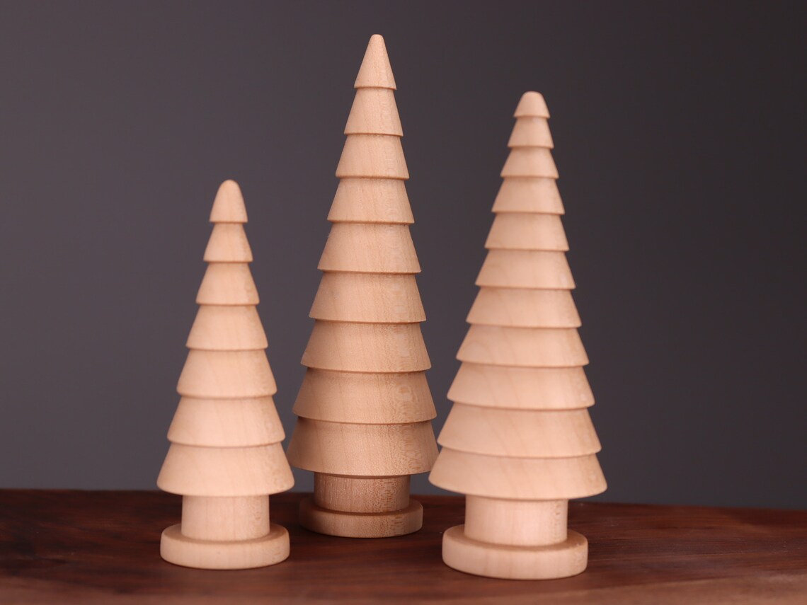 Handmade wooden Christmas trees set