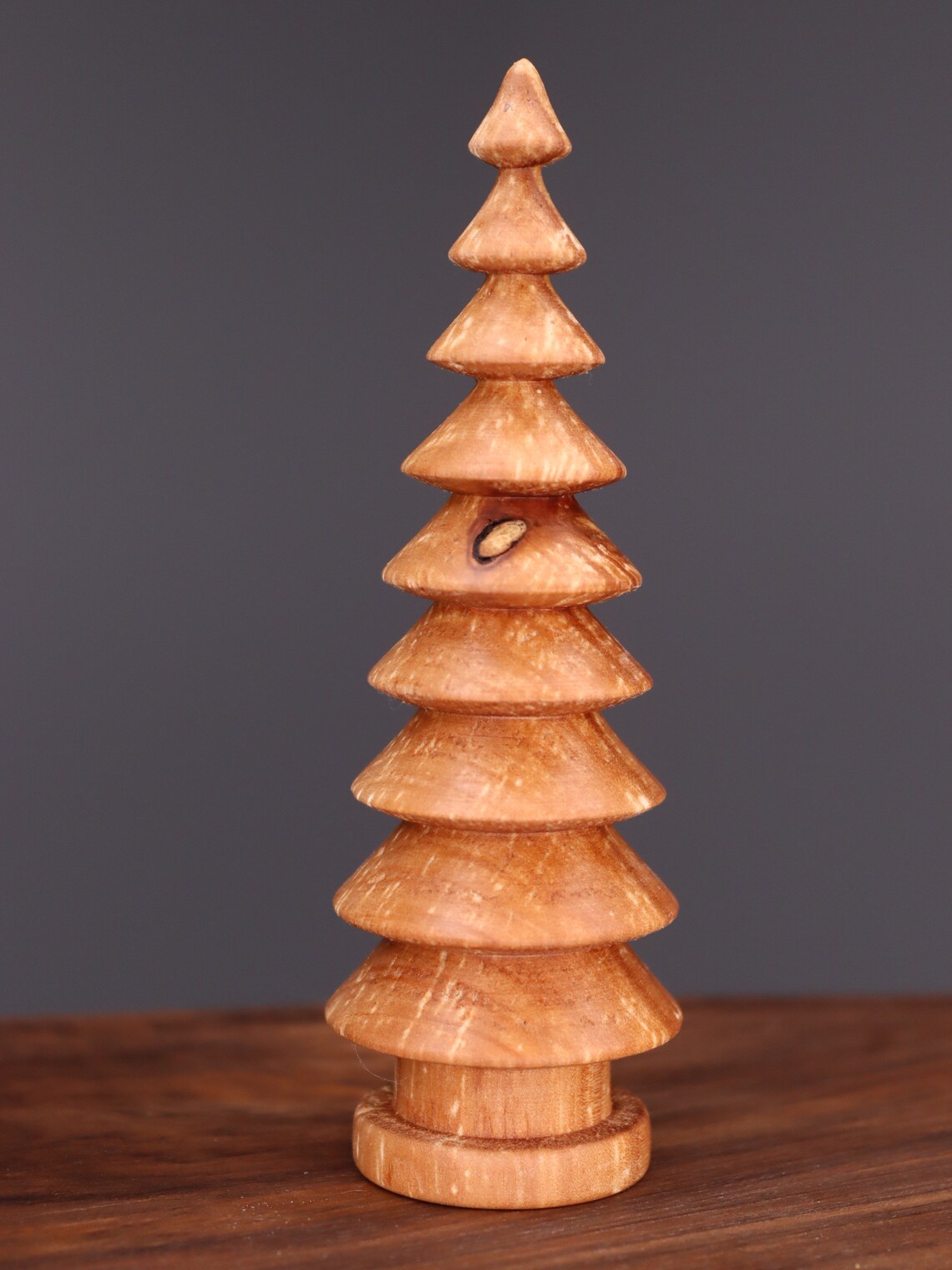 Beautiful five hand turned wooden Christmas trees