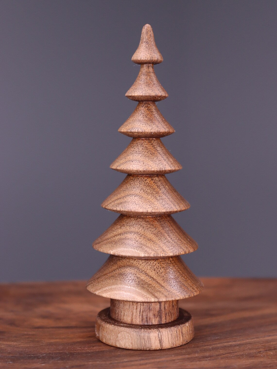 Beautiful five hand turned wooden Christmas trees