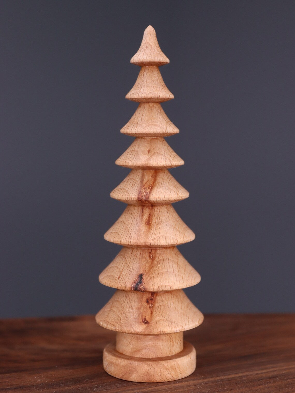 Beautiful five hand turned wooden Christmas trees