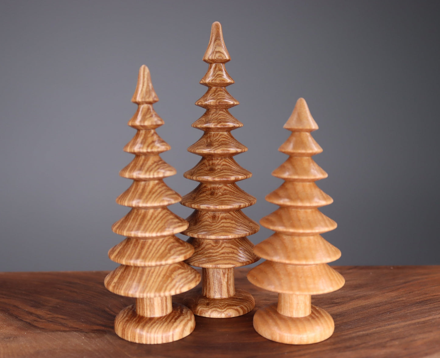 Handmade wooden Christmas trees set of ash-tree