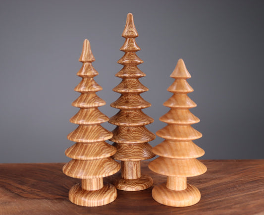 Handmade wooden Christmas trees set of ash-tree