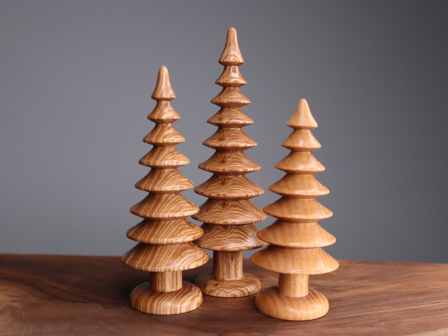 Handmade wooden Christmas trees set of ash-tree