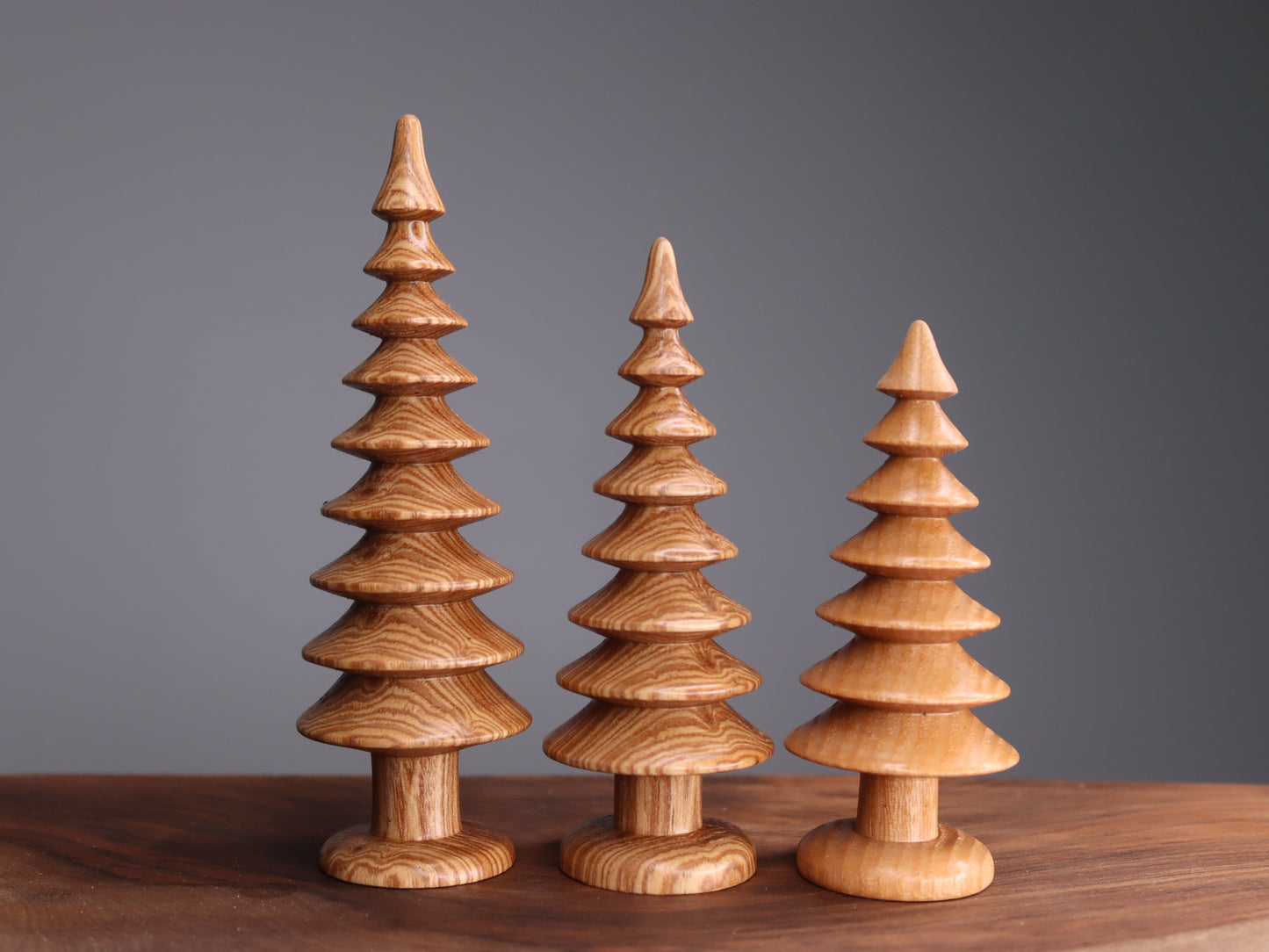 Handmade wooden Christmas trees set of ash-tree