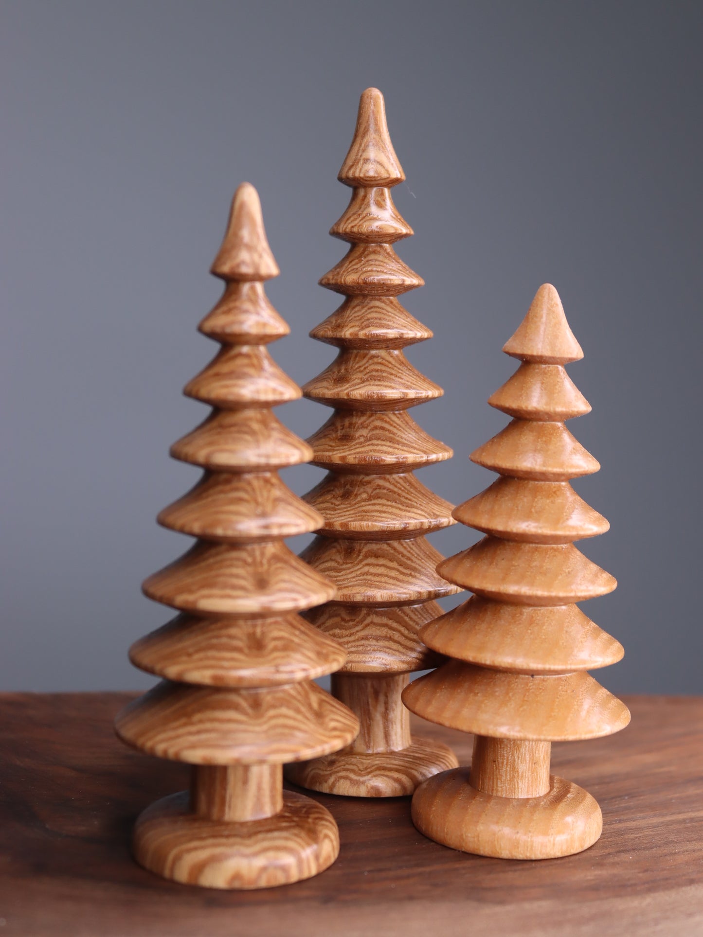 Handmade wooden Christmas trees set of ash-tree