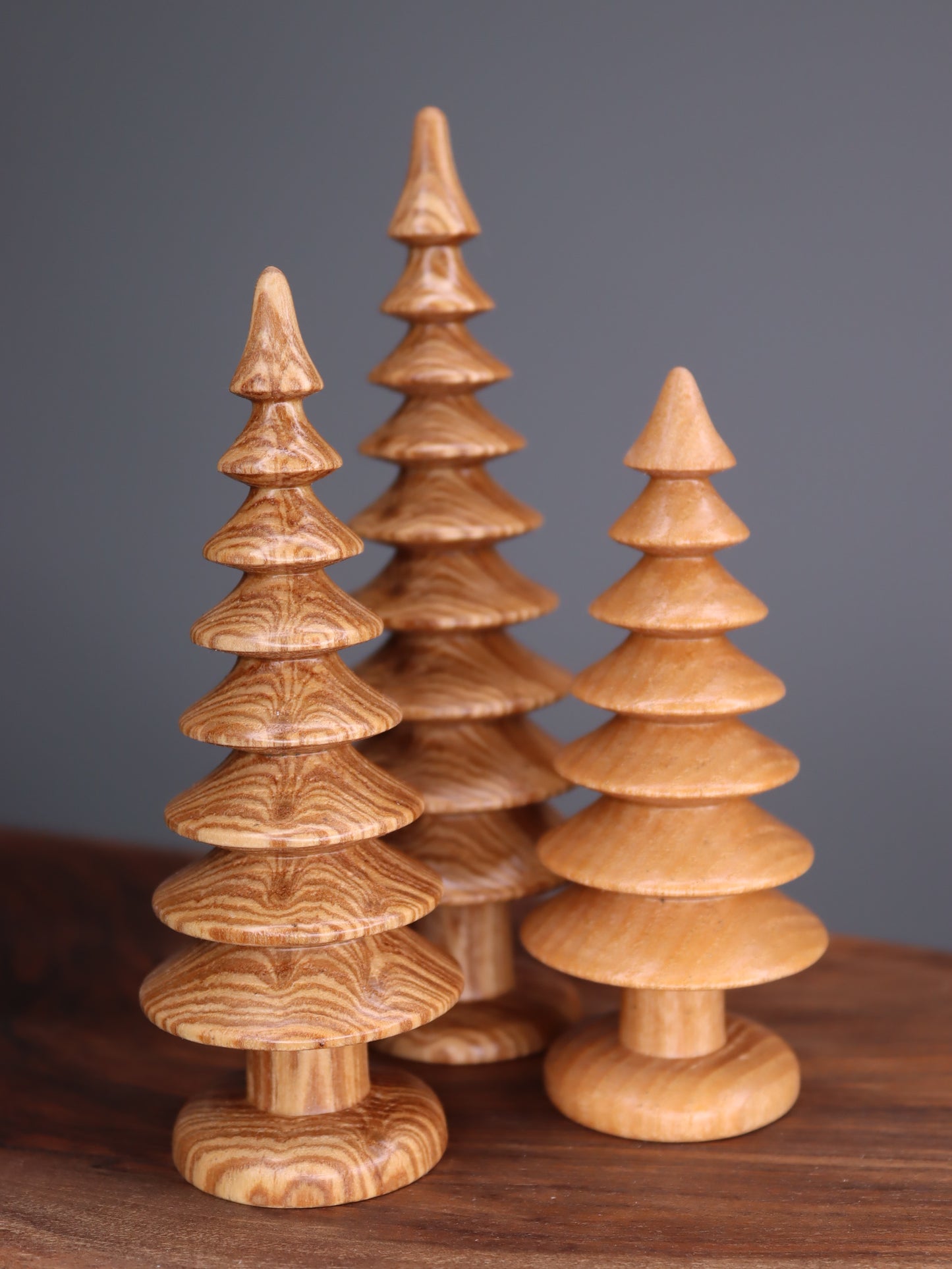 Handmade wooden Christmas trees set of ash-tree