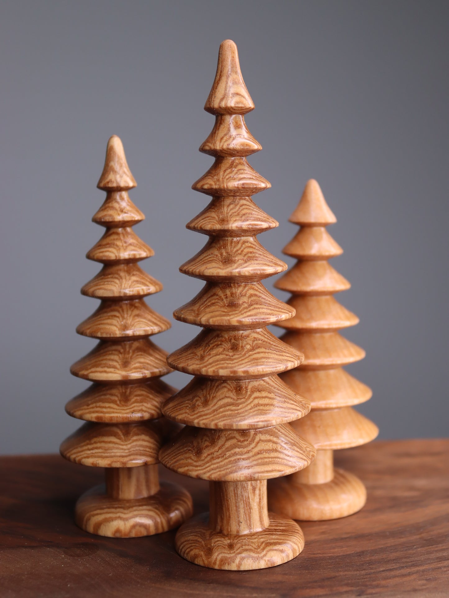 Handmade wooden Christmas trees set of ash-tree