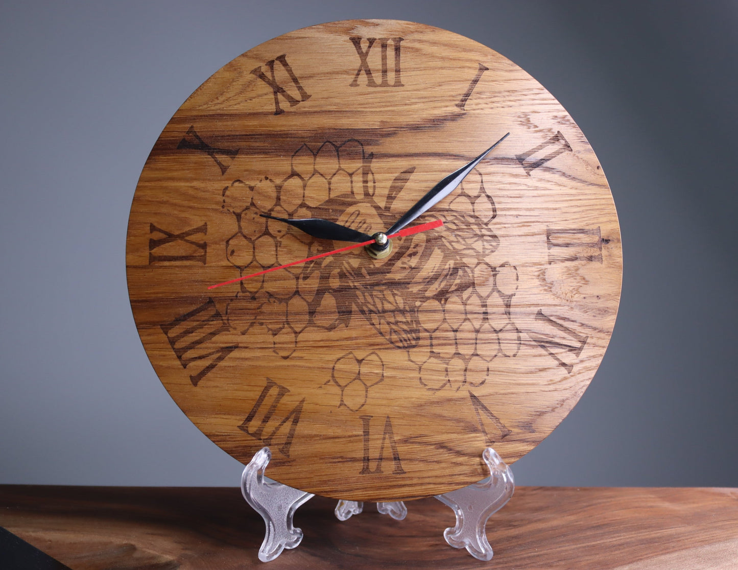 Exclusive wooden clock bee honey honeycomb hive