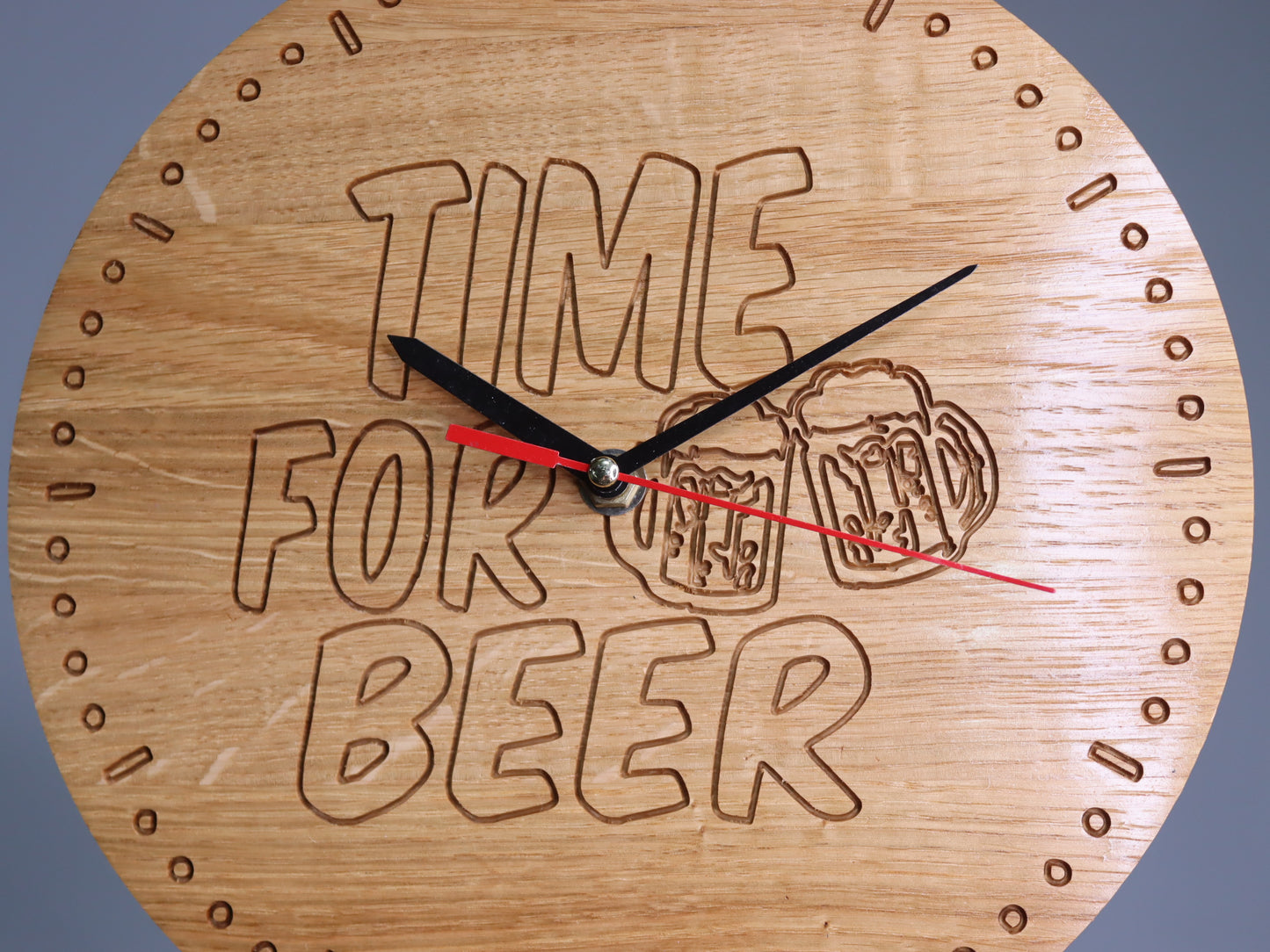 Exclusive wooden clock Time for beer