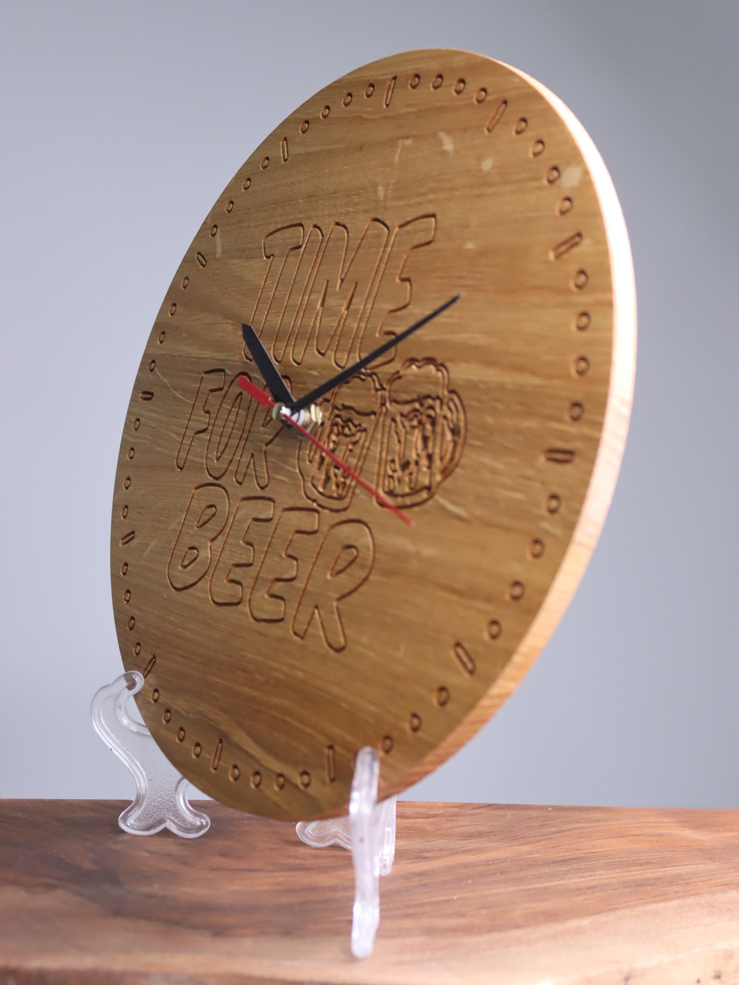 Exclusive wooden clock Time for beer